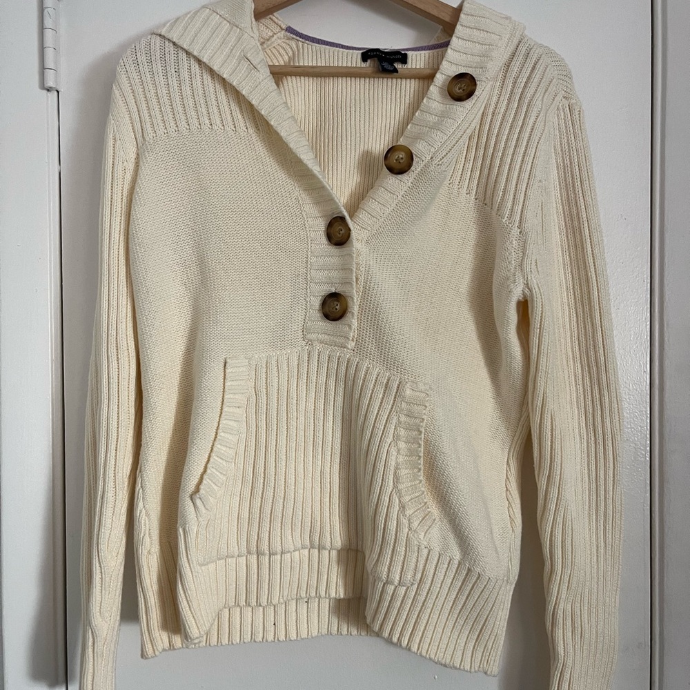 Tommy Hilfiger Cream V-Neck Sweater hoodie - super duper soft